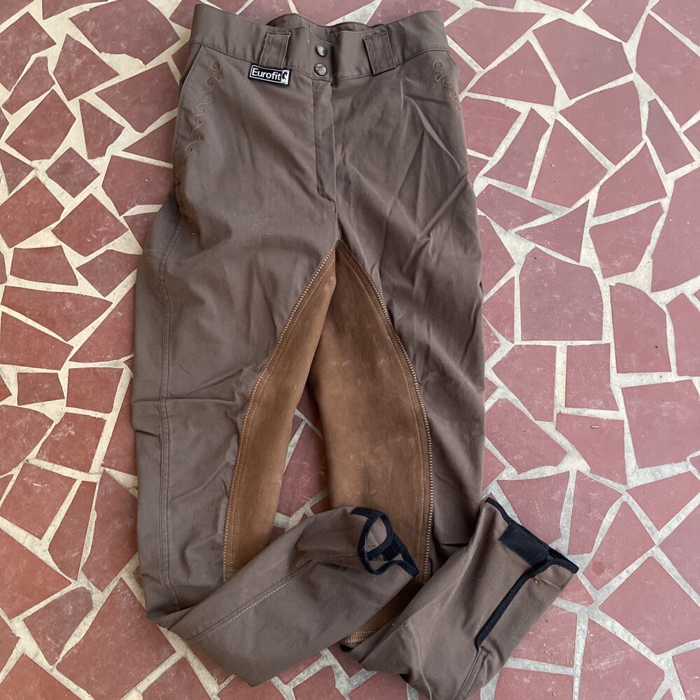 EUROFIT Full Seat Breeches Jodhpurs Women’s 26L Equestrian Riding Pants Brown